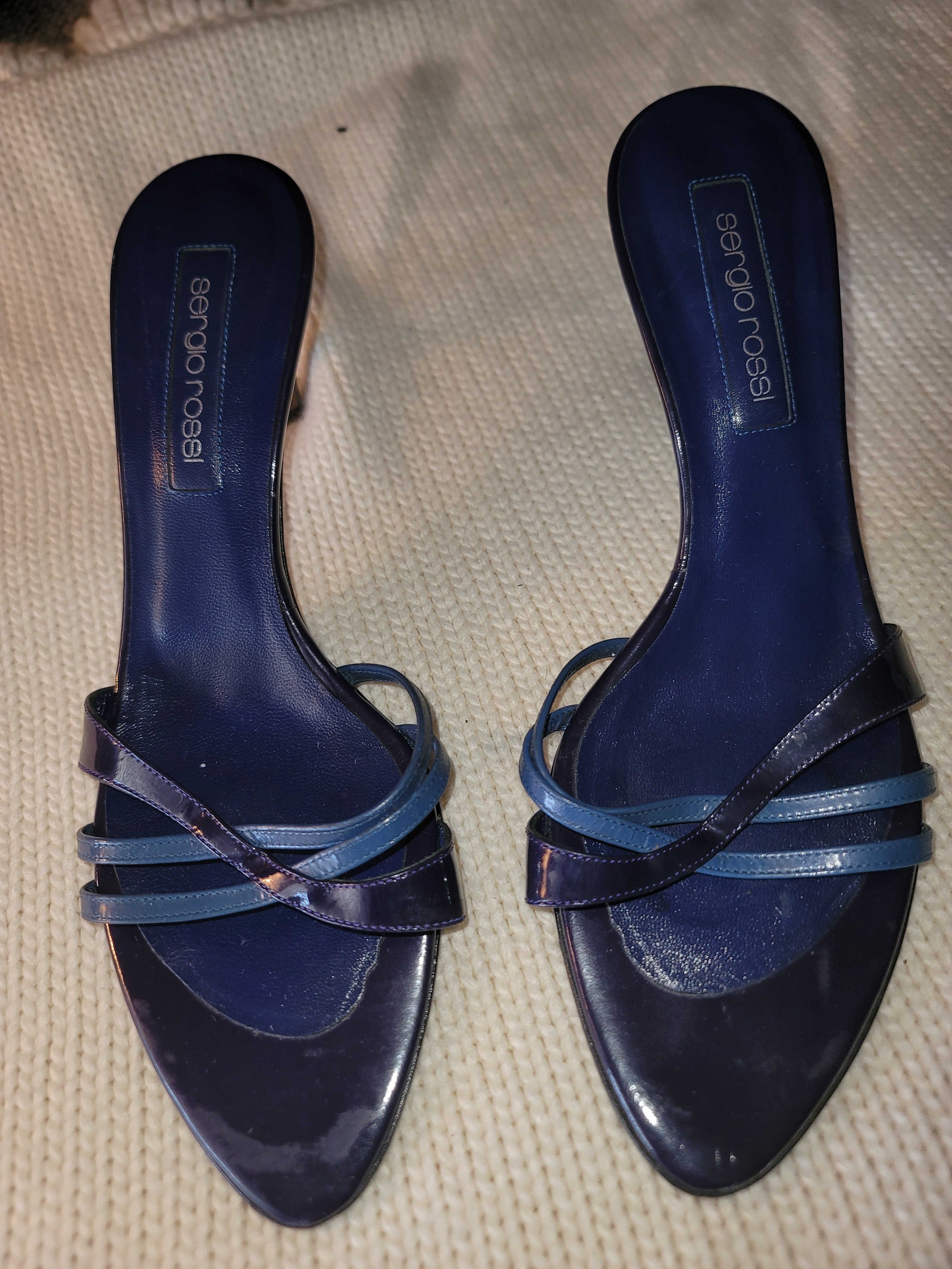 Sergio Rossi Women's Blue Hues Strappy Leather Stiletto Heels